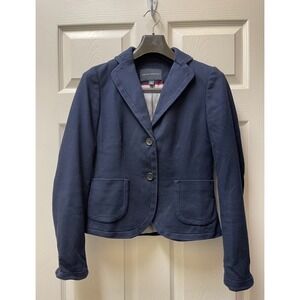 Banana Republic Women's Academic Lined Blazer Jacket 2 Navy Preppy Buttons